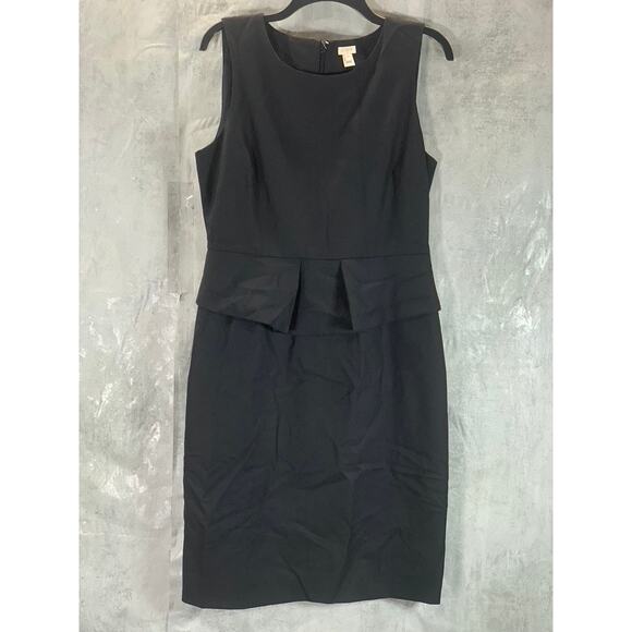 J.CREW Women's Black Solid Crewneck Short Sleeve Dress SZ 10 - Picture 1 of 9